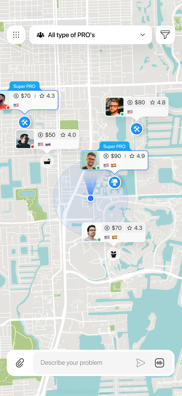 Find PROs nearby